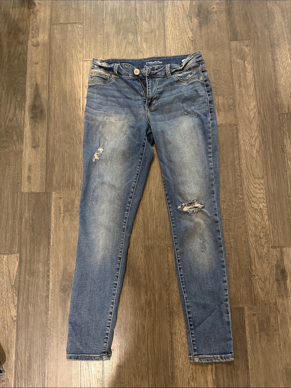 Maurices Mid Blue Distressed Skinny Jeans